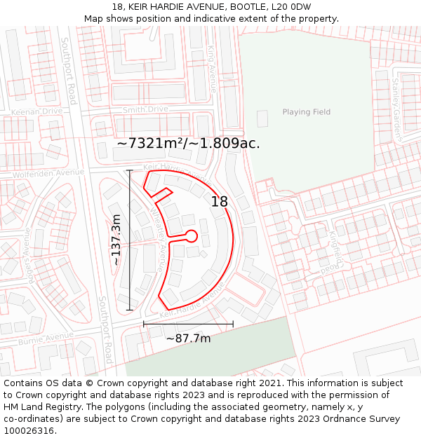 18, KEIR HARDIE AVENUE, BOOTLE, L20 0DW: Plot and title map