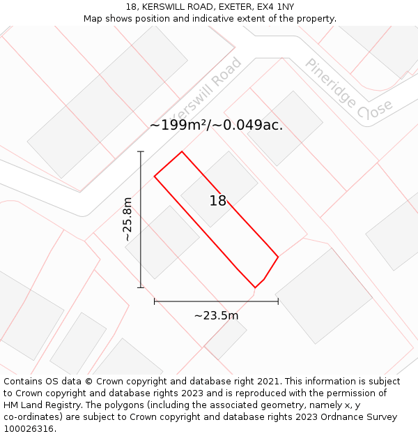 18, KERSWILL ROAD, EXETER, EX4 1NY: Plot and title map