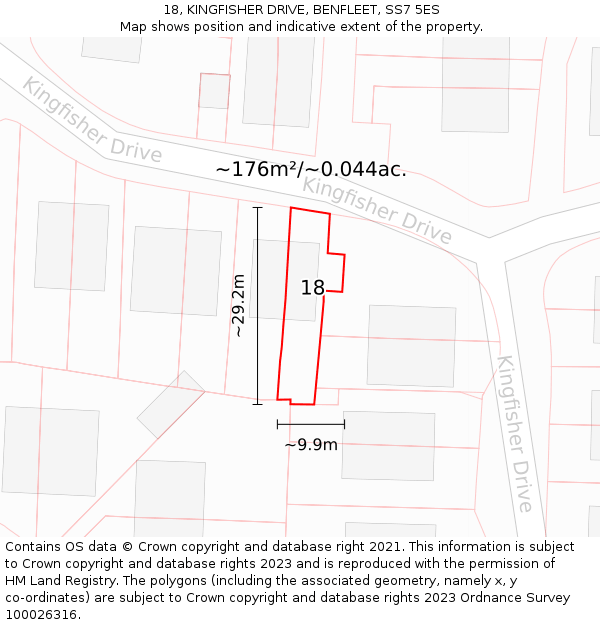 18, KINGFISHER DRIVE, BENFLEET, SS7 5ES: Plot and title map