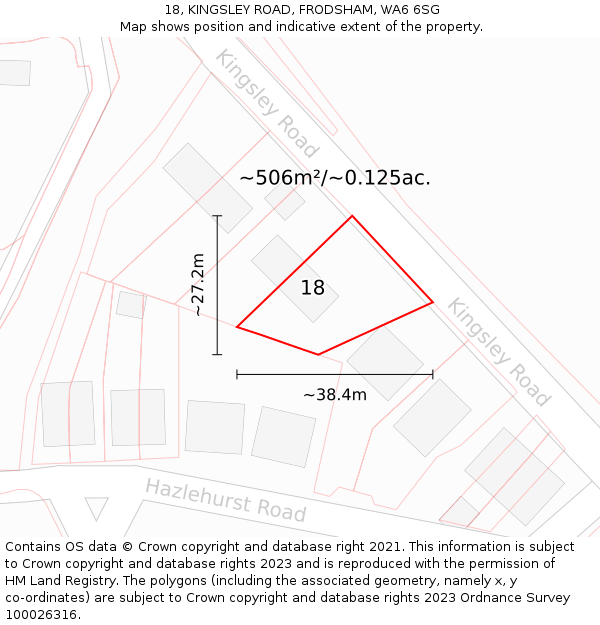 18, KINGSLEY ROAD, FRODSHAM, WA6 6SG: Plot and title map