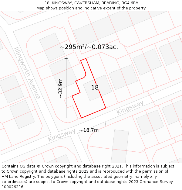 18, KINGSWAY, CAVERSHAM, READING, RG4 6RA: Plot and title map