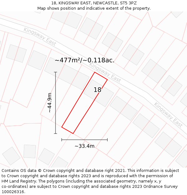 18, KINGSWAY EAST, NEWCASTLE, ST5 3PZ: Plot and title map