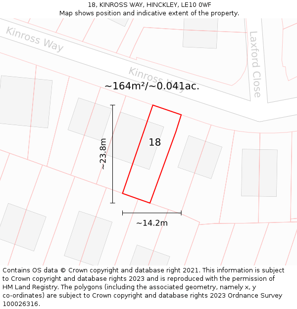 18, KINROSS WAY, HINCKLEY, LE10 0WF: Plot and title map