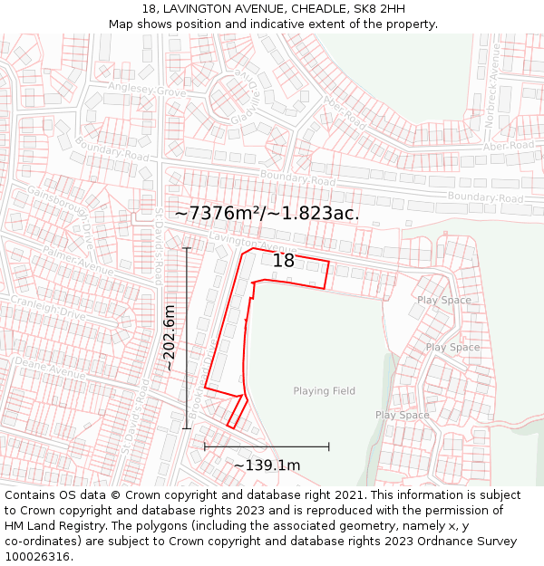 18, LAVINGTON AVENUE, CHEADLE, SK8 2HH: Plot and title map