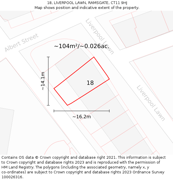 18, LIVERPOOL LAWN, RAMSGATE, CT11 9HJ: Plot and title map