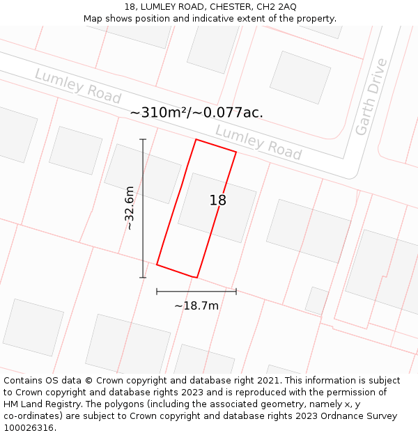 18, LUMLEY ROAD, CHESTER, CH2 2AQ: Plot and title map