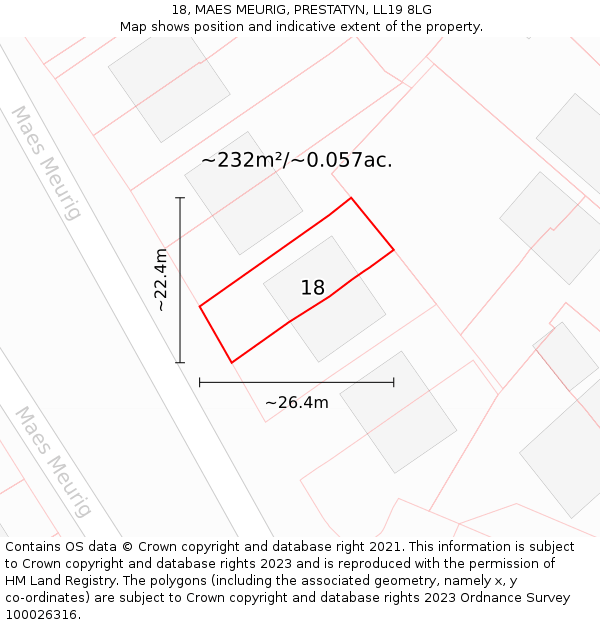 18, MAES MEURIG, PRESTATYN, LL19 8LG: Plot and title map