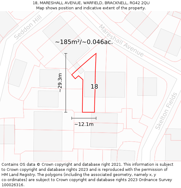 18, MARESHALL AVENUE, WARFIELD, BRACKNELL, RG42 2QU: Plot and title map