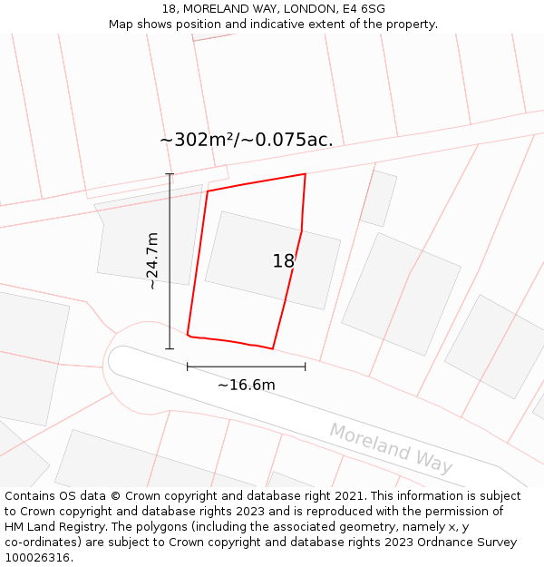 18, MORELAND WAY, LONDON, E4 6SG: Plot and title map