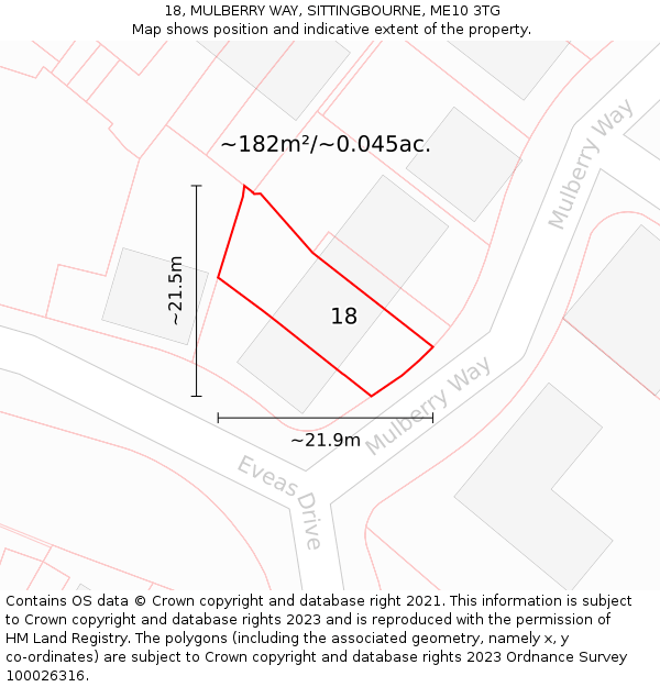 18, MULBERRY WAY, SITTINGBOURNE, ME10 3TG: Plot and title map