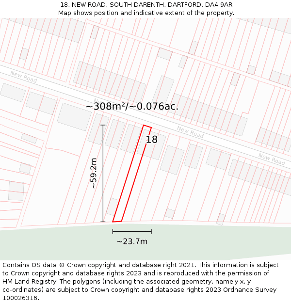 18, NEW ROAD, SOUTH DARENTH, DARTFORD, DA4 9AR: Plot and title map