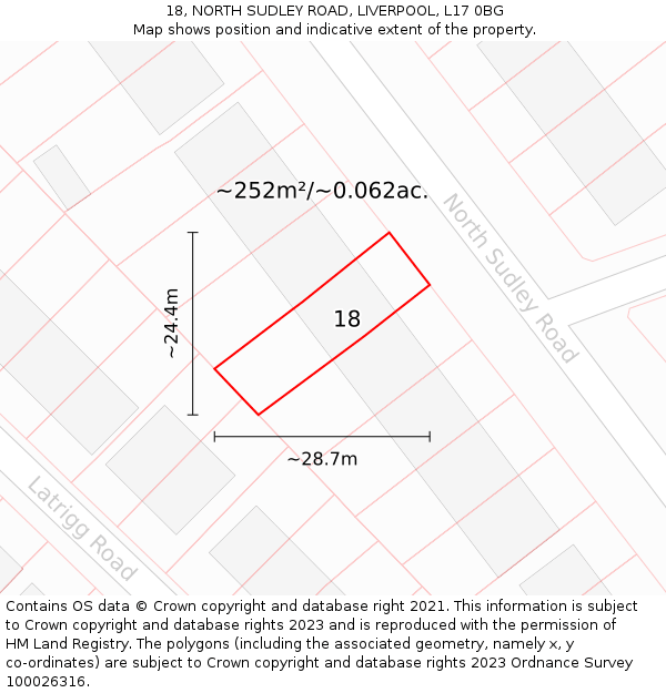 18, NORTH SUDLEY ROAD, LIVERPOOL, L17 0BG: Plot and title map