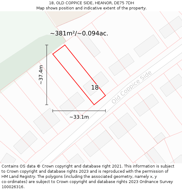 18, OLD COPPICE SIDE, HEANOR, DE75 7DH: Plot and title map