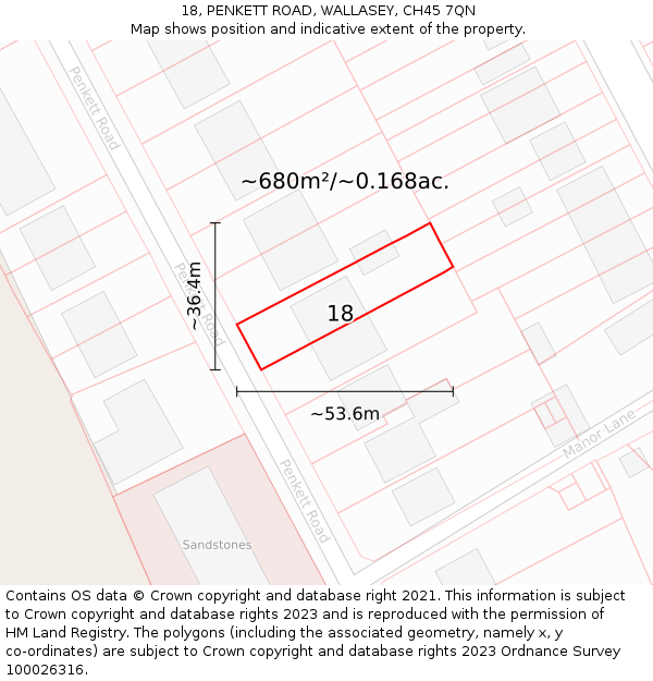 18, PENKETT ROAD, WALLASEY, CH45 7QN: Plot and title map