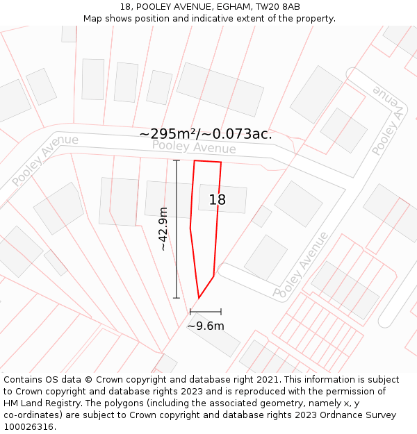 18, POOLEY AVENUE, EGHAM, TW20 8AB: Plot and title map