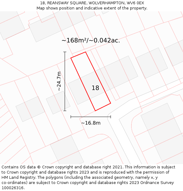 18, REANSWAY SQUARE, WOLVERHAMPTON, WV6 0EX: Plot and title map