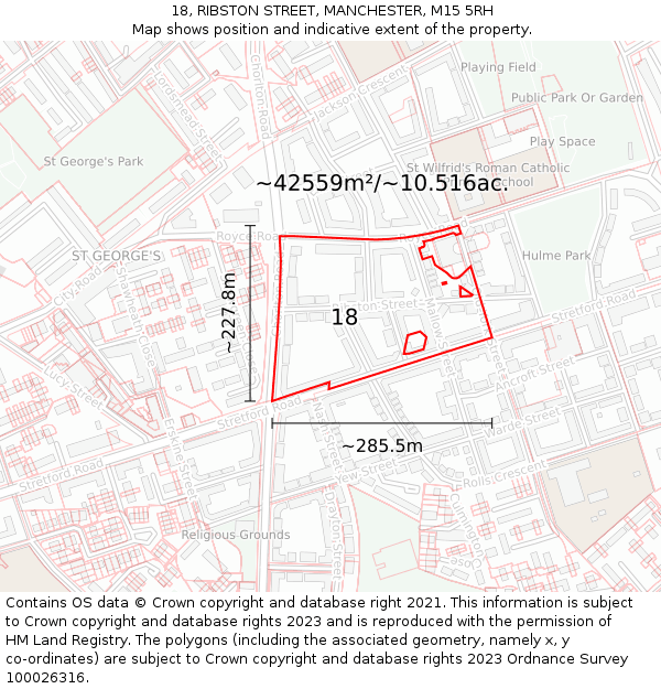 18, RIBSTON STREET, MANCHESTER, M15 5RH: Plot and title map