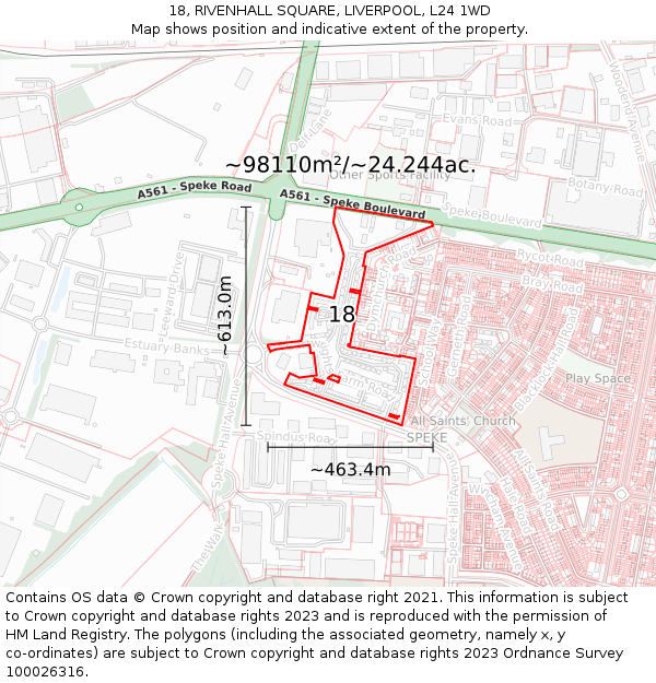 18, RIVENHALL SQUARE, LIVERPOOL, L24 1WD: Plot and title map