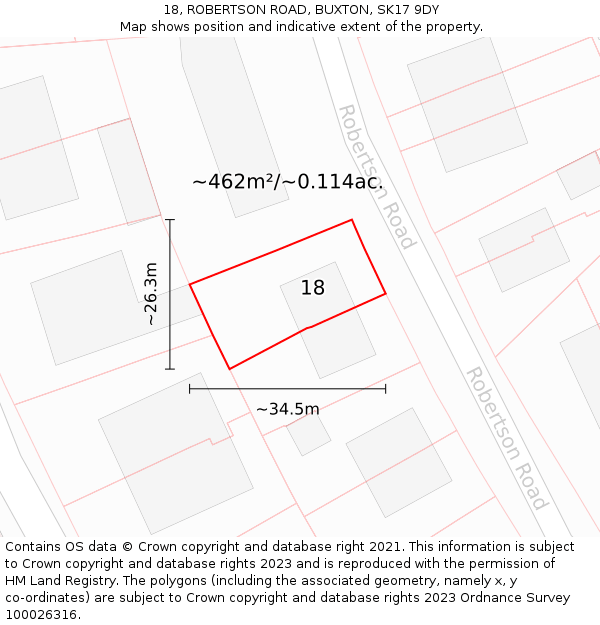 18, ROBERTSON ROAD, BUXTON, SK17 9DY: Plot and title map