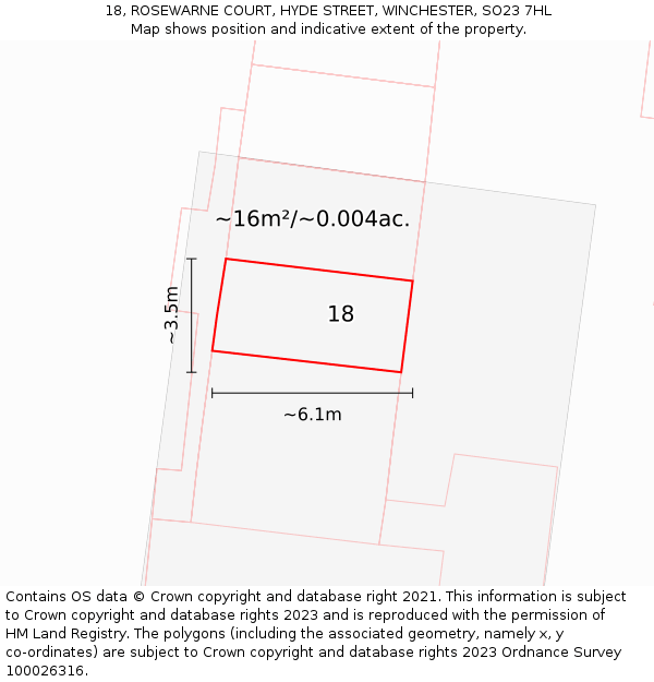 18, ROSEWARNE COURT, HYDE STREET, WINCHESTER, SO23 7HL: Plot and title map