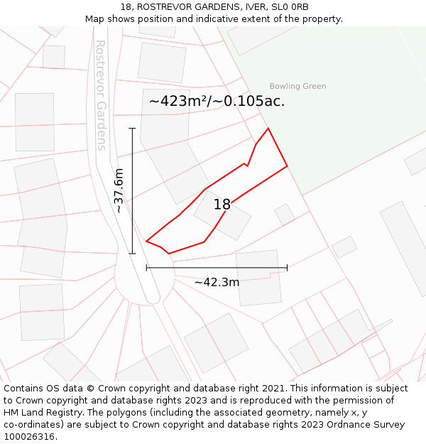 18, ROSTREVOR GARDENS, IVER, SL0 0RB: Plot and title map