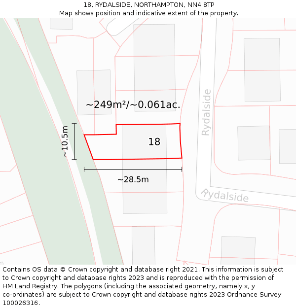 18, RYDALSIDE, NORTHAMPTON, NN4 8TP: Plot and title map