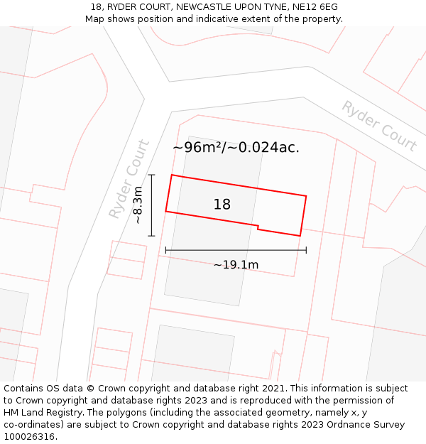 18, RYDER COURT, NEWCASTLE UPON TYNE, NE12 6EG: Plot and title map