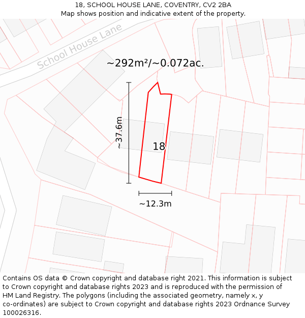 18, SCHOOL HOUSE LANE, COVENTRY, CV2 2BA: Plot and title map