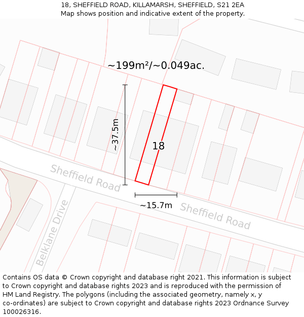 18, SHEFFIELD ROAD, KILLAMARSH, SHEFFIELD, S21 2EA: Plot and title map