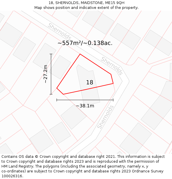 18, SHERNOLDS, MAIDSTONE, ME15 9QH: Plot and title map