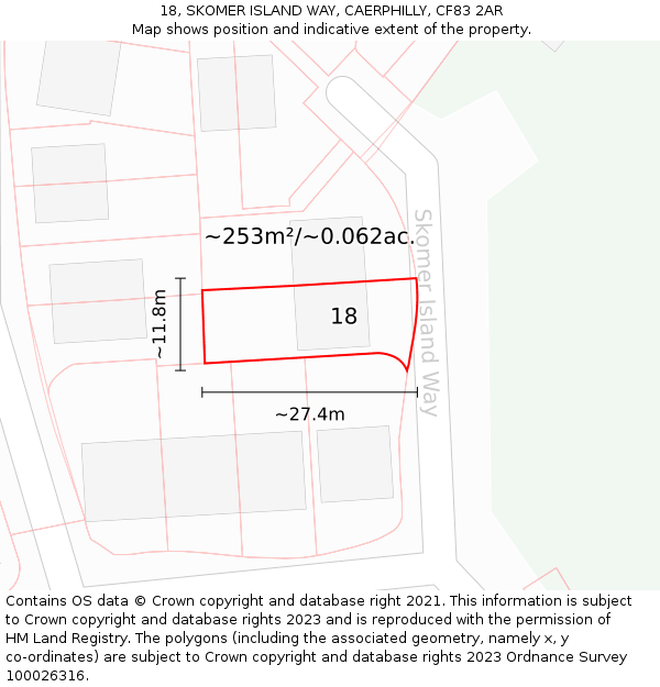 18, SKOMER ISLAND WAY, CAERPHILLY, CF83 2AR: Plot and title map