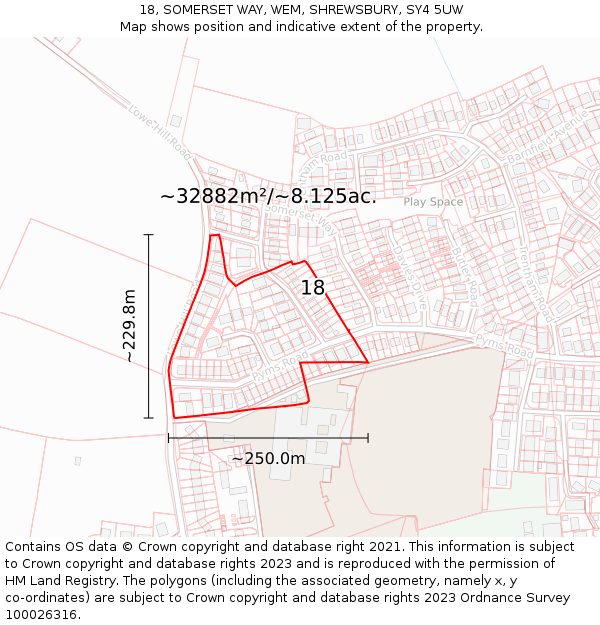 18, SOMERSET WAY, WEM, SHREWSBURY, SY4 5UW: Plot and title map