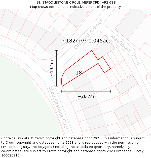 18, STADDLESTONE CIRCLE, HEREFORD, HR2 6SB: Plot and title map