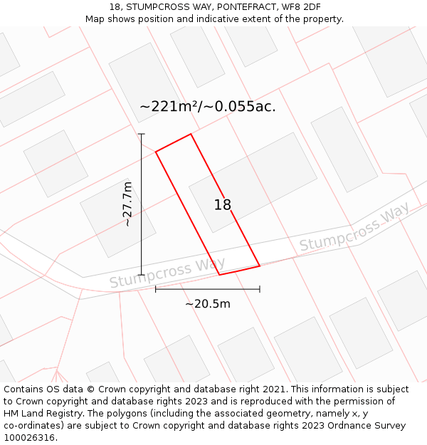 18, STUMPCROSS WAY, PONTEFRACT, WF8 2DF: Plot and title map