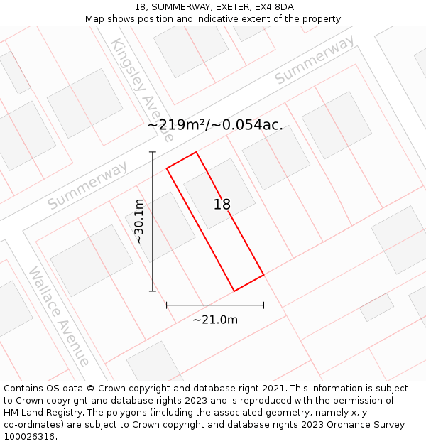 18, SUMMERWAY, EXETER, EX4 8DA: Plot and title map