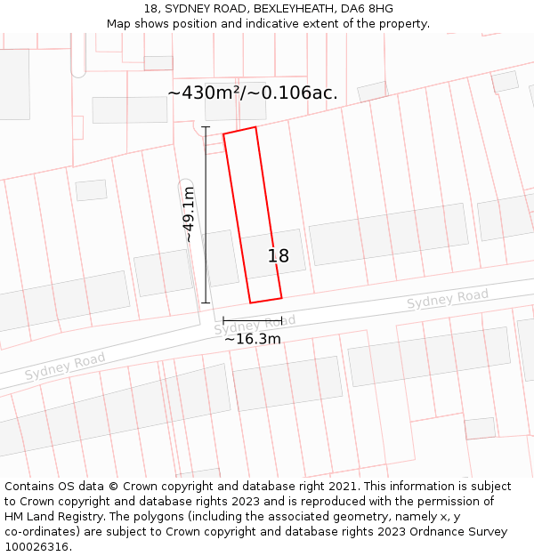 18, SYDNEY ROAD, BEXLEYHEATH, DA6 8HG: Plot and title map