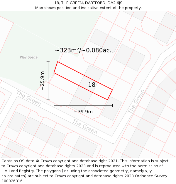 18, THE GREEN, DARTFORD, DA2 6JS: Plot and title map