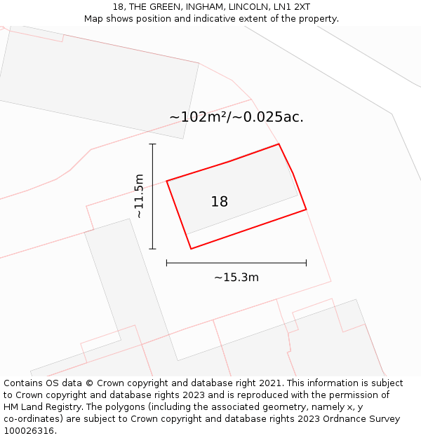 18, THE GREEN, INGHAM, LINCOLN, LN1 2XT: Plot and title map