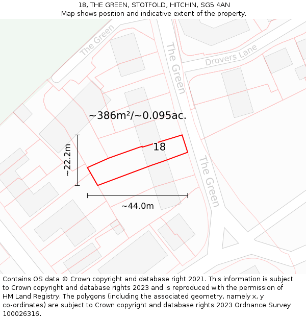 18, THE GREEN, STOTFOLD, HITCHIN, SG5 4AN: Plot and title map