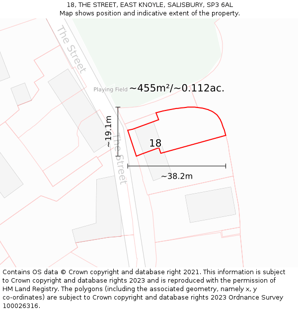 18, THE STREET, EAST KNOYLE, SALISBURY, SP3 6AL: Plot and title map