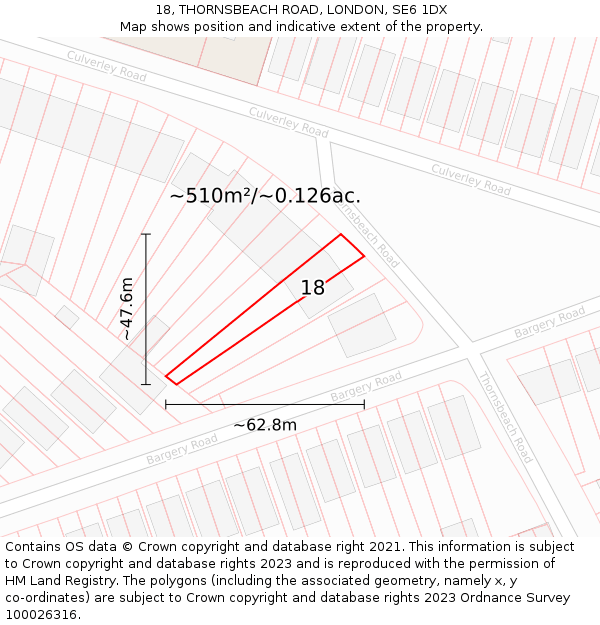 18, THORNSBEACH ROAD, LONDON, SE6 1DX: Plot and title map