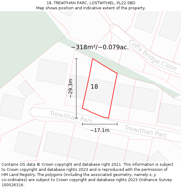 18, TREWITHAN PARC, LOSTWITHIEL, PL22 0BD: Plot and title map
