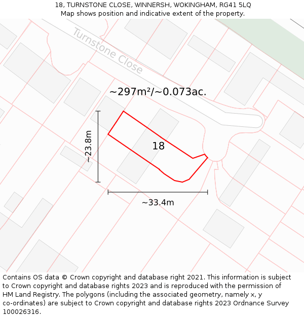 18, TURNSTONE CLOSE, WINNERSH, WOKINGHAM, RG41 5LQ: Plot and title map