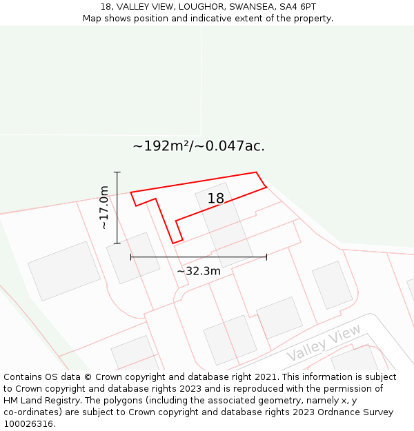 18, VALLEY VIEW, LOUGHOR, SWANSEA, SA4 6PT: Plot and title map