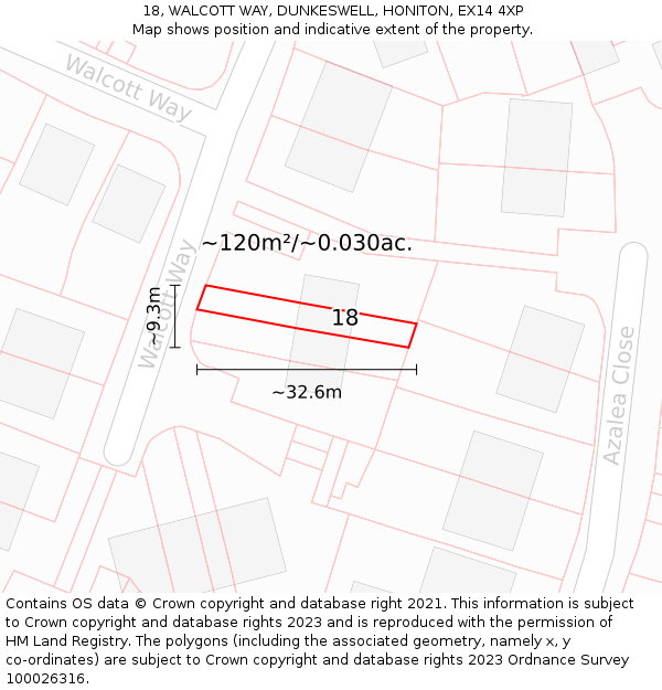 18, WALCOTT WAY, DUNKESWELL, HONITON, EX14 4XP: Plot and title map