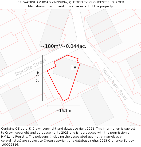 18, WATTISHAM ROAD KINGSWAY, QUEDGELEY, GLOUCESTER, GL2 2ER: Plot and title map