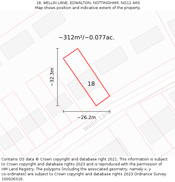 18, WELLIN LANE, EDWALTON, NOTTINGHAM, NG12 4AS: Plot and title map