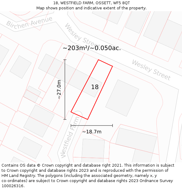 18, WESTFIELD FARM, OSSETT, WF5 8QT: Plot and title map