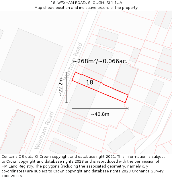 18, WEXHAM ROAD, SLOUGH, SL1 1UA: Plot and title map