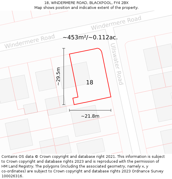 18, WINDERMERE ROAD, BLACKPOOL, FY4 2BX: Plot and title map